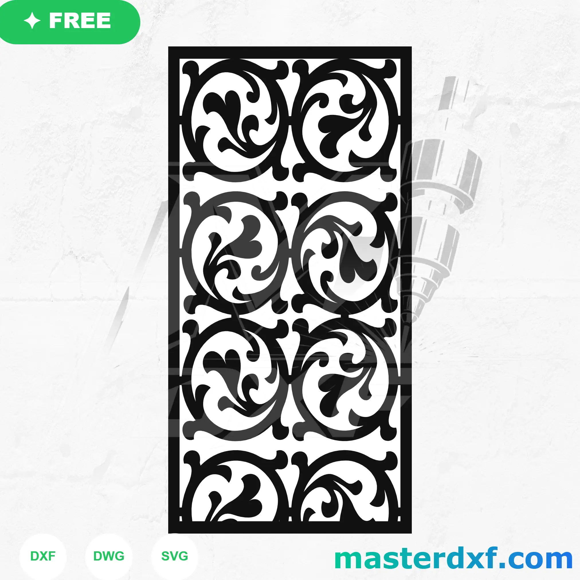 Scroll Heart Cross DXF Tile Panel for Classic Cabinet Screens DXF File